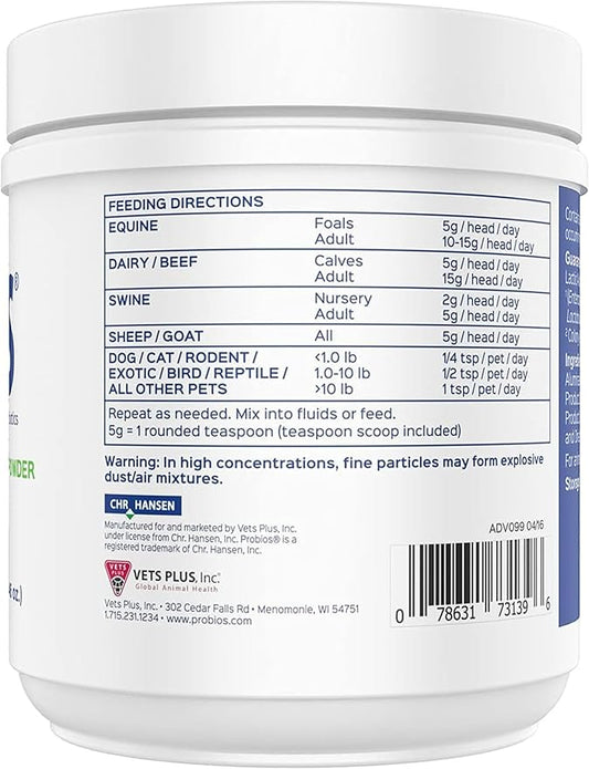 Probios Dispersable Powder - Probios Powder, Pet Probiotic, Probiotics for Swine, Equine, Sheep, Goat, Dog, Cat, Bird, Rabbit, Foals (240 gm) Probios