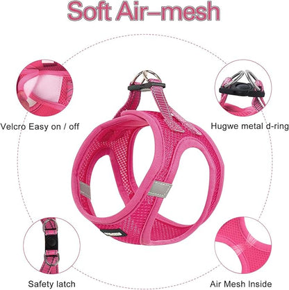 Dog Harness for Small Dogs, Small Dog Harness and Leash Set, Honeycomb Grid, Reflective Lightweight Harness & Anti-Twist Pet Lead,Dog Harness(Multi Color, Size: XS-S-M) (XS, Rose red) PAWPICO