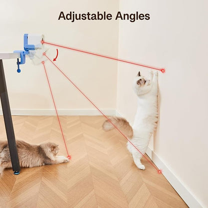 Potaroma Truly Random Cat Laser Toys, No Knock-Over Clamp, Automatic Chargeable Interactive Kitten Toy Indoor Exercise for All Breeds, Light Blue White - PAWPICO