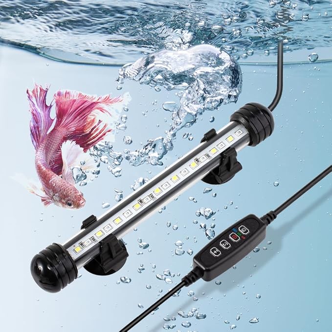 4W 7.5inch Submersible Aquarium Light Underwater Fish Tank Light LED Aquarium Light Bar with Timer Auto On/Off and Dimmer Adjustable Brightness, 1 Yr Warranty DaToo
