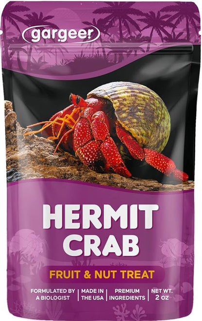 Hermit Crab Fruit and Nuts Treat. Non-GMO Yummy Premium Ingredients, to Meet All Nutritional Needs. 2oz Granular Textured ‘Surprise Your Crab’ Meal. Enjoy! Gargeer