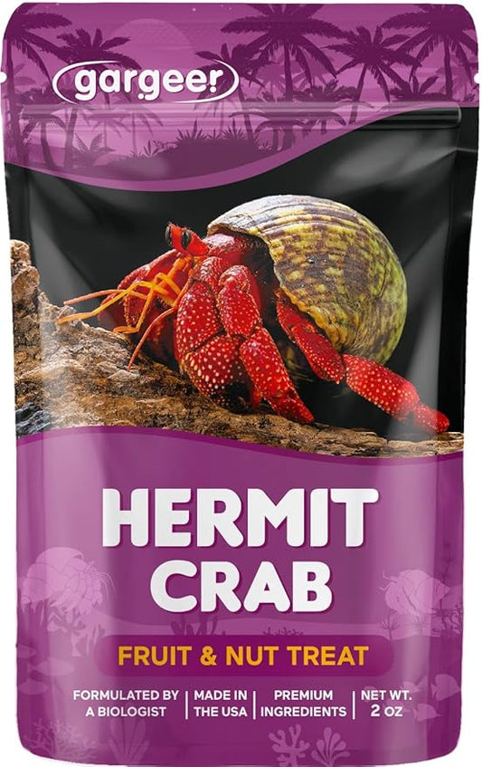 Hermit Crab Fruit and Nuts Treat. Non-GMO Yummy Premium Ingredients, to Meet All Nutritional Needs. 2oz Granular Textured ‘Surprise Your Crab’ Meal. Enjoy! Gargeer