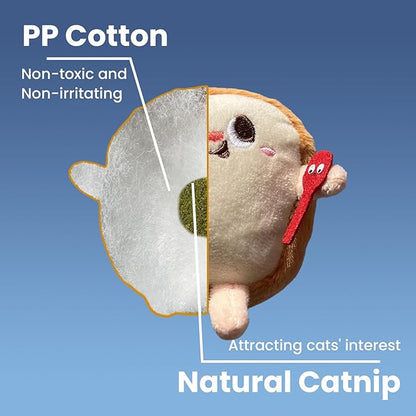 Cat Toys Hamburger, 5 Pack Catnip Toys Bread for Indoor Cats, Cute Durable Kitten Chew Toys, Interactive Cat Kicker Toys for All Breeds, Catmint Kitten Teething Toys - PAWPICO