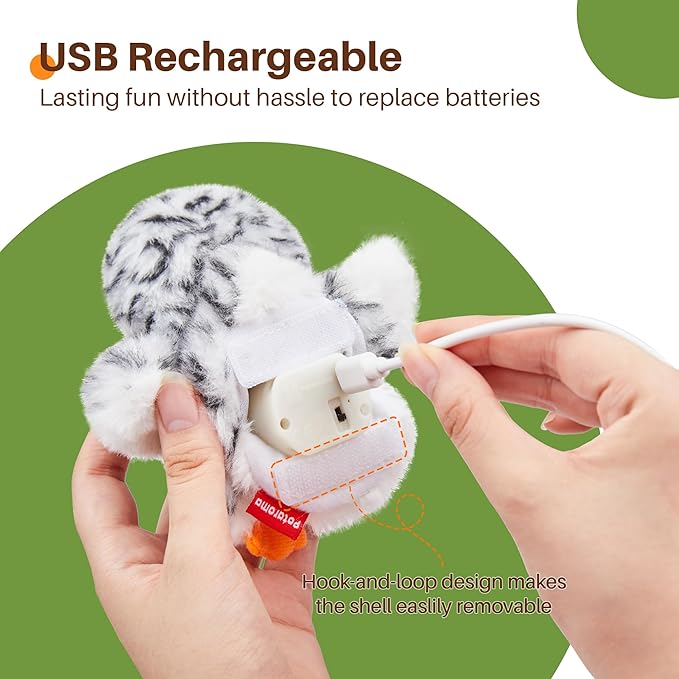 Potaroma Flapping Owl Cat Toys (No Flying), Lifelike Bird Chirp, Rechargeable Touch Activated Kitten Toy, Interactive Catnip Kicker Exercise Toys 4.0" for All Breeds - PAWPICO