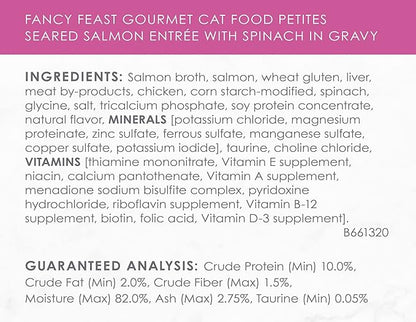 Fancy Feast Gourmet Grain-Free Meals Wet Cat Food Pate and Gravy Petites 10 Twin Pack Trays, 20 Servings (Seared Salmon in Gravy) - PAWPICO