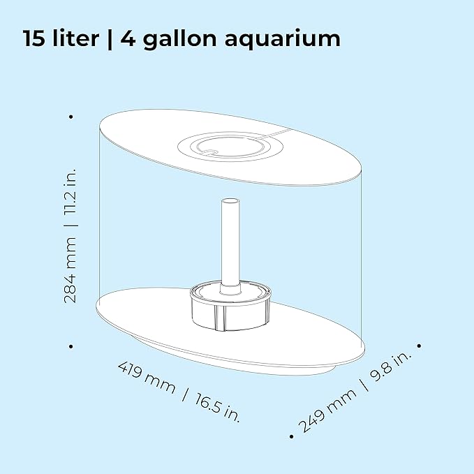 biOrb Loop 15 Acrylic 4-Gallon Aquarium with White LED Lights Modern Compact Tank for Tabletop or Desktop Display, White-Trimmed Tank biOrb
