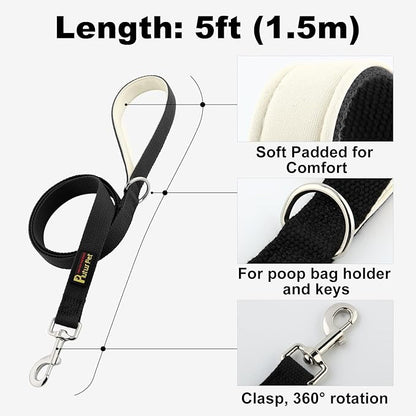 Plutus Pet Cotton Dog Harness and Leash Set, Reflective and Soft Padded, Quick Fit Vest Harness, for Small, Medium and Large Dogs, Black, S - PAWPICO