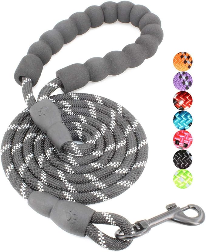 BAAPET 2/4/5/6 FT Dog Leash with Comfortable Padded Handle and Highly Reflective Threads for Small Medium and Large Dogs (5FT-1/3'', Black) BAAPET