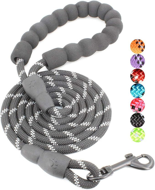 BAAPET 2/4/5/6 FT Dog Leash with Comfortable Padded Handle and Highly Reflective Threads for Small Medium and Large Dogs (5FT-1/3'', Black) BAAPET