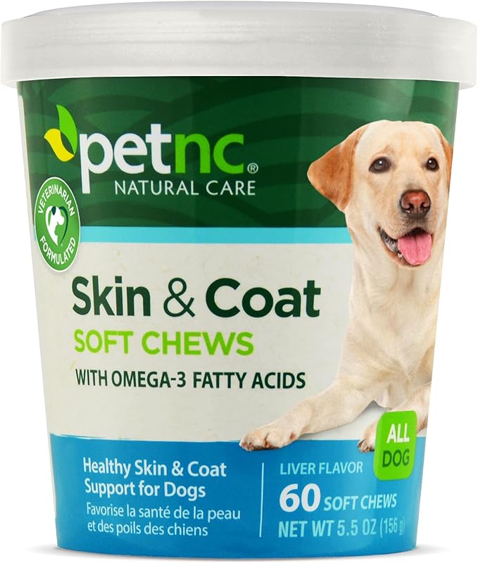 PetNC Natural Care Skin and Coat Soft Chews for Dogs, 60 Count VisitthePetnc