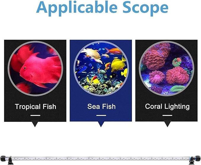 LED Aquarium Light, 7-44 Inch Waterproof Fish Light White with Blue, RGB Underwater Lamp Submersible LED Light for Fish Tank VARMHUS