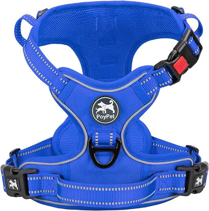 PoyPet No Pull Dog Harness, No Choke Reflective Dog Vest, Adjustable Pet Harnesses with Easy Control Padded Handle for Small Medium Large Dogs(Royal Blue,S) PoyPet