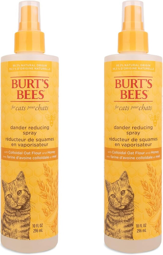 Burt's Bees for Pets Cat Naturally Derived Dander Reducing Spray with Soothing Colloidal Oat Flour & Honey - Cruelty Free, Made in USA, 10 oz Bottle - 2 Pack - PAWPICO