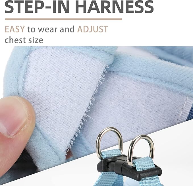 PUPTECK Adjustable Dog Harness Collar and Leash Set Step in No Pull Pet Harness for Small Medium Dogs Puppy and Cats Outdoor Walking Running, Soft Mesh Padded Reflective Vest Harnesses, Blue XL PUPTECK