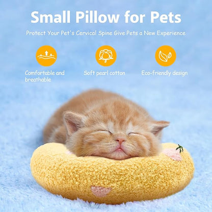 ucho Pillow for Cats, Ultra Soft Fluffy Pet Calming Toy Half Donut Cuddler, U-Shaped Pillow for Pet Cervical Protection Sleeping Improve- Yellow ucho