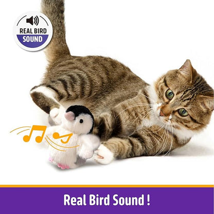 Interactive Cat Toy Rechargeable Automatic Chirping Penguin Flying Bird Cat Toy Infused with Catnip in The Wings, Auto Beating Wings Cat Toys for Indoor Cats to Play Alone, Never Boredom - PAWPICO
