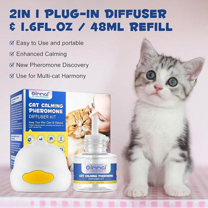 Cat Calming Pheromone Diffuser, Cat Calming Pheromones to Reduce Stress, Spraying & Scratching, 2 in 1 Cat Calming Starter Kit- 1Pack PAWPICO