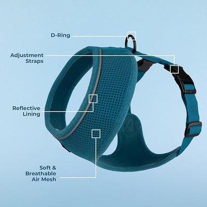Voyager Aerolite No Pull Mesh Dog Harness with Lightweight, Soft, Breathable, Reflective Stitching, and Adjustable Straps for Walking, Running, Training, Heavy Duty and Durable - Turquoise, S BestPetSuppliesLLC