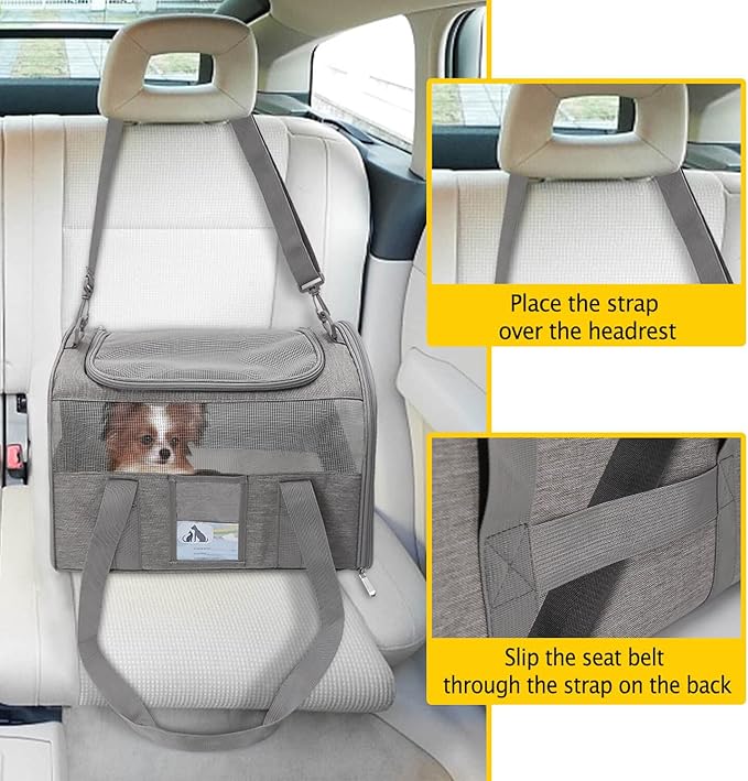 Refrze Cat Carrier for Large Cats 20 lbs, Medium Cats Under 25 lbs, Dog Carriers for Small Dogs, Soft Travel Pet Carrier for 2 Cats Small Dogs, Grey - PAWPICO