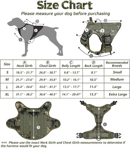 rabbitgoo Tactical Dog Harness for Small, Heavy Duty Pet Harness with Handle, No-Pull Service Vest Small Breed, Adjustable Military Dog Vest for Training Hunting Walking, Green Camo, S rabbitgoo