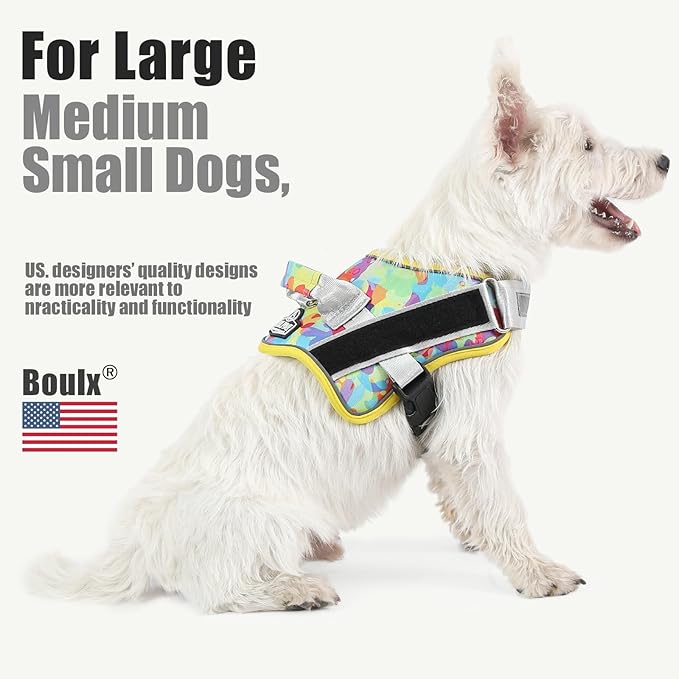Bolux Dog Harness, No-Pull Reflective Dog Vest, Breathable Adjustable Pet Harness with Handle for Outdoor Walking - No More Pulling, Tugging or Choking (Small (Pack of 1), Watercolour) Bolux