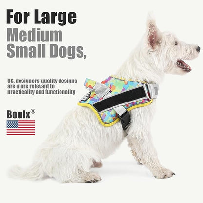Bolux Dog Harness, No-Pull Reflective Dog Vest, Breathable Adjustable Pet Harness with Handle for Outdoor Walking - No More Pulling, Tugging or Choking (Small (Pack of 1), Watercolour) Bolux