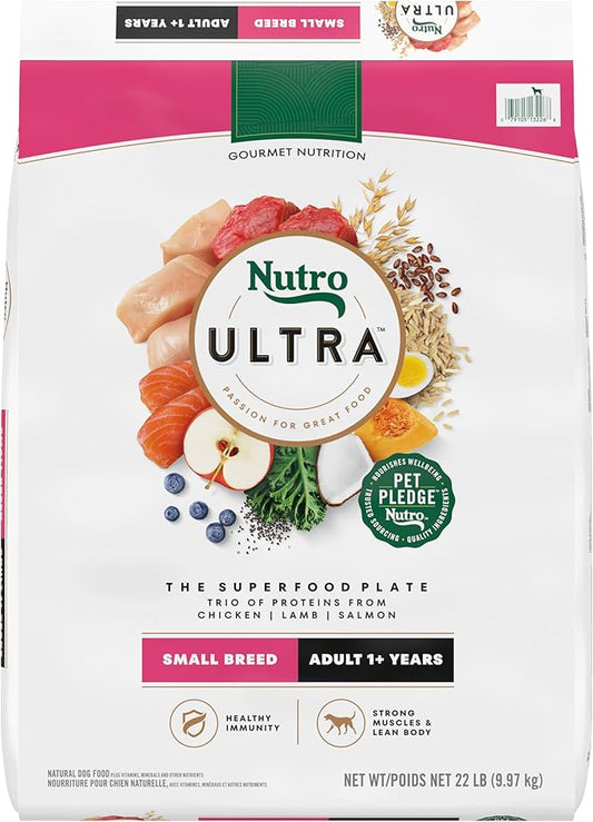 Nutro Ultra Adult Small Breed Dry Dog Food, Chicken, Lamb and Salmon Protein Trio, 22 lb. Bag - PAWPICO