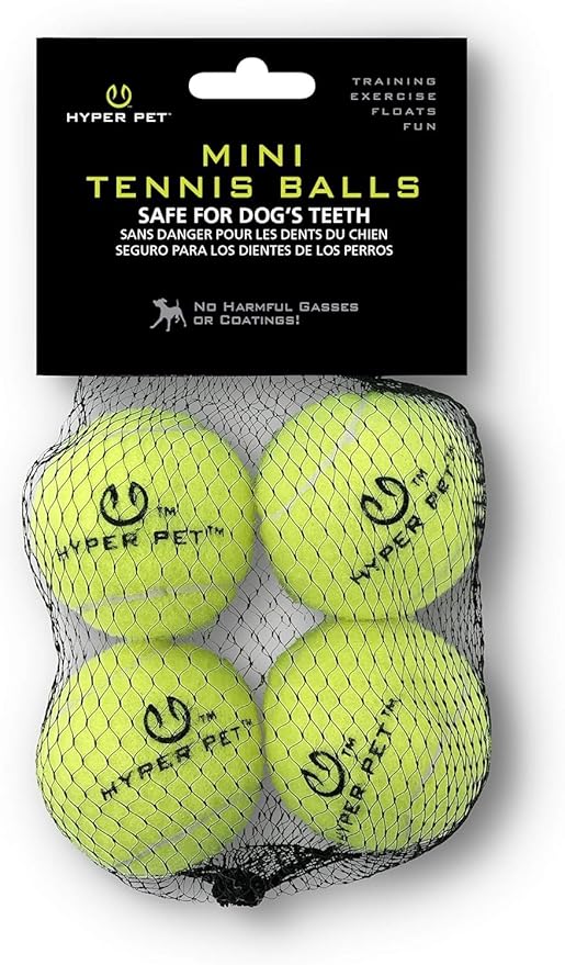 Hyper Pet MINI Tennis Balls for Dogs (Pet Safe Dog Ball for Exercise & Training, Interactive Toys work with Hyper Pet K9 Kannon MINI Launcher - 4 Pack MINI Green - PAWPICO