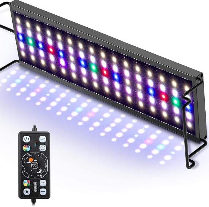 hygger Aquarium LED Light Fish Tank Full Spectrum Lighting with 24/7 Day-Night Cycle Mode & Auto On/Off Timer, 7 Colors Options, Dimmable, Extendable Bracket for 12~18inch Freshwater Plant Tank hygger