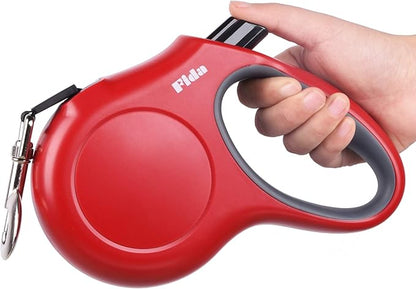 Fida Retractable Dog Leash, 16ft Heavy Duty Pet Walking Leash for X-Small/Small/Medium/Large Dog or Cat up to 110 lbs, Tangle-Free. One-Hand Brake (Large, Red) Fida