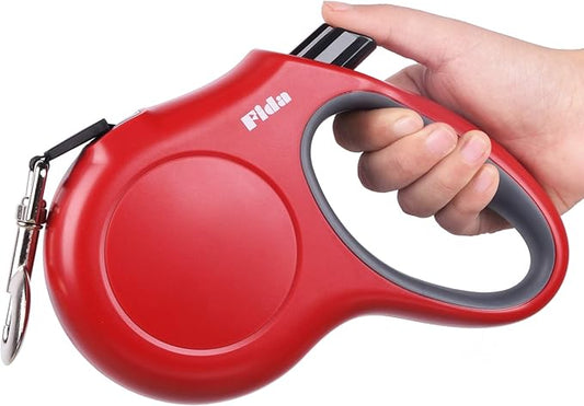 Fida Retractable Dog Leash, 16ft Heavy Duty Pet Walking Leash for X-Small/Small/Medium/Large Dog or Cat up to 110 lbs, Tangle-Free. One-Hand Brake (Large, Red) Fida