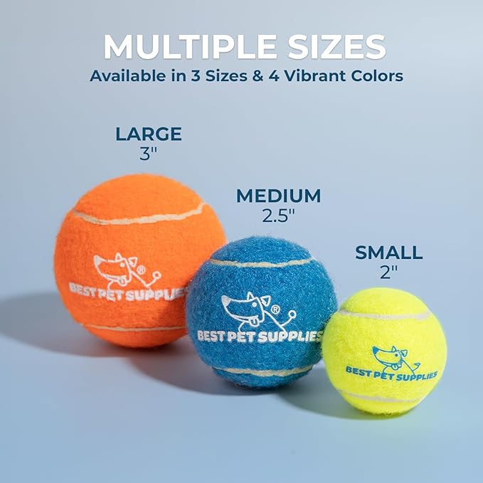 Best Pet Supplies Squeaky Tennis Toys for Dogs, 4-Pack, Heavy-Duty Interactive Pet Toys for Throwing and Fetching, Supports Exercise and Natural Behavior Training, Durable - Large - PAWPICO
