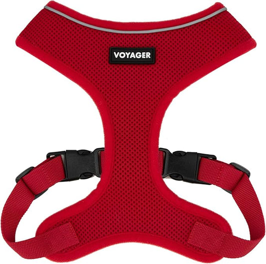 Voyager Aerolite No Pull Mesh Dog Harness with Lightweight, Soft, Breathable, Reflective Stitching, and Adjustable Straps for Walking, Running, Training, Heavy Duty and Durable - Red, S BestPetSuppliesLLC