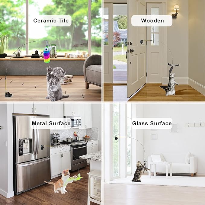 Interactive Bird Simulation Cat Toy Set Suction Cup Cat Wand Toy for Indoor Cats Suitable for Kitten to Play Exercise - PAWPICO