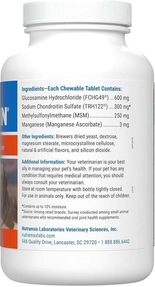 Nutramax Laboratories Cosequin Maximum Strength Joint Health Supplement for Dogs - With Glucosamine, Chondroitin, and MSM, 132 Chewable Tablets NutramaxLaboratories
