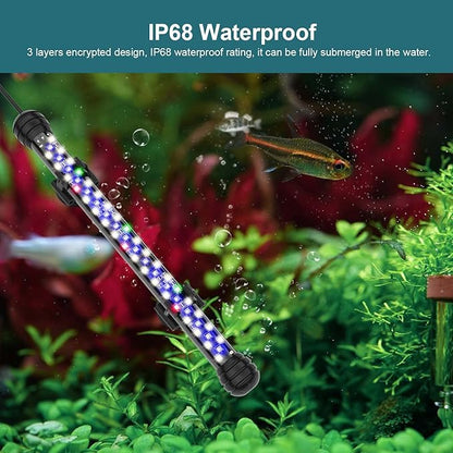 Led Aquarium Light with Timer, Submersible Aquarium Plant Light, Fish Tank Light with Auto On/Off, 3 Lighting Modes, Adjustable Brightness (26.8 in for 28-52inch Planted Tank), 14W SEAOURA
