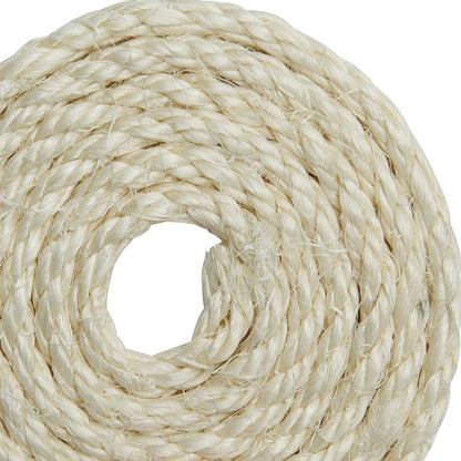 Natural Sisal Rope 1/4 Inch 32-Feet for Cat Tree Tower Repair and Replace Scratching Post, DIY Hemp Twine Rope for Cat Scratching Furniture Window Perch and Crafts Gardening Home Decorating - PAWPICO