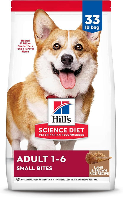 Hill's Science Diet Adult 1-6, Adult 1-6 Premium Nutrition, Small Kibble, Dry Dog Food, Lamb & Brown Rice, 33 lb Bag - PAWPICO