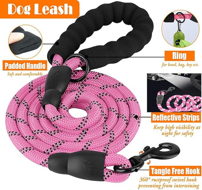 No Pull Dog Harness, Collar & Leash Set | Includes Dog Seat Belt, Collapsible Bowls & Poop Bag Dispenser. Ideal for Training, Walking, Hiking. Fits Small to Large Dogs(Pink-XL) Lovebegetslove