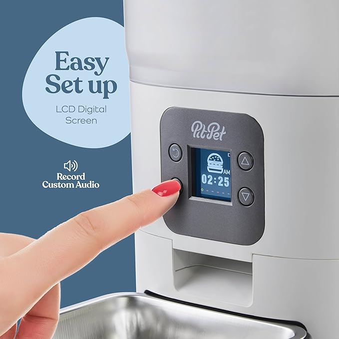 Smart Automatic Cat Feeder - 6-L Reliable Automatic Cat Food Dispenser with Display LCD Screen for Easy Set Up -Portion Control Automatic Dog Feeder - Desiccant Bag Keeps Dry Food Fresh-Voice Recorder - PAWPICO