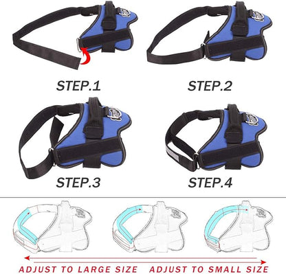 Bolux Dog Harness, No-Pull Reflective Dog Vest, Breathable Adjustable Pet Harness with Handle for Outdoor Walking - No More Pulling, Tugging or Choking (Blue, M) Bolux