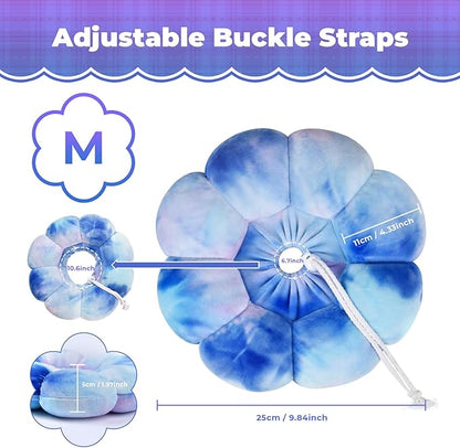 Flower Cat Cone, Uadonile Adjustable Cat Cone Collar, Soft Dog Elizabethan Collar Recovery E Collar After Surgery, Recovery E-Collar for Kittens/Puppies and Cats Recovery(Tie-dye Purple Blue, M) Uadonile
