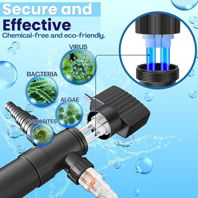 Flexzion UV Light for Pond - 55W XL Pond UV Light, 13209 Gal Capacity, 5000L/H UV Pond Clarifier for Outdoor Ponds, Clears Water in Days (CUV-155) Flexzion