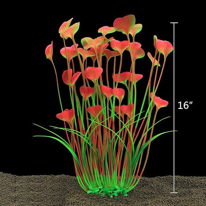 ALEGI Fish Tank Decorations Plastic Plants Large,Aquarium Artificial Plants Decoration Ornament Safe for All Fish-16 inch 2Pcs (Pink 2 pcs) ALEGIAquarium