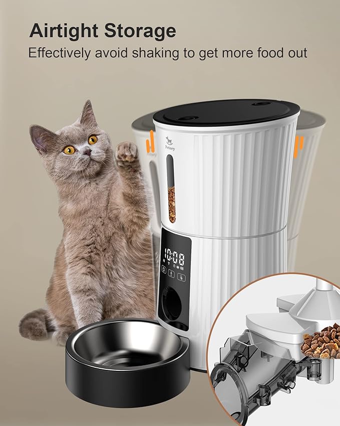 Petory Automatic Cat Feeders Wi-Fi - 4L Dry Food Dispenser for Cats and Dogs 10 Meals per Day Smart Pet Feeder with Desiccant Bag Dual Power Supply 10S Voice Recorder - PAWPICO