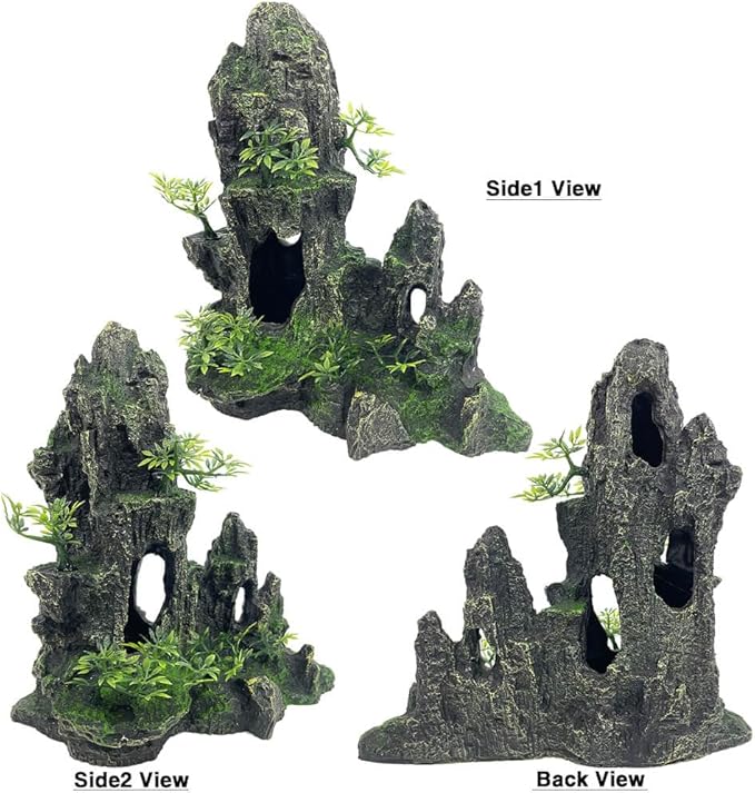 Aquarium Decorations Large and Tall Large Aquarium Decorations for Fish Tank Decorations Fish Tank Ornaments Mountain View Stone Ornament Tree Rock Cave Artificial Fish Tank Ornament GOLOMOZ