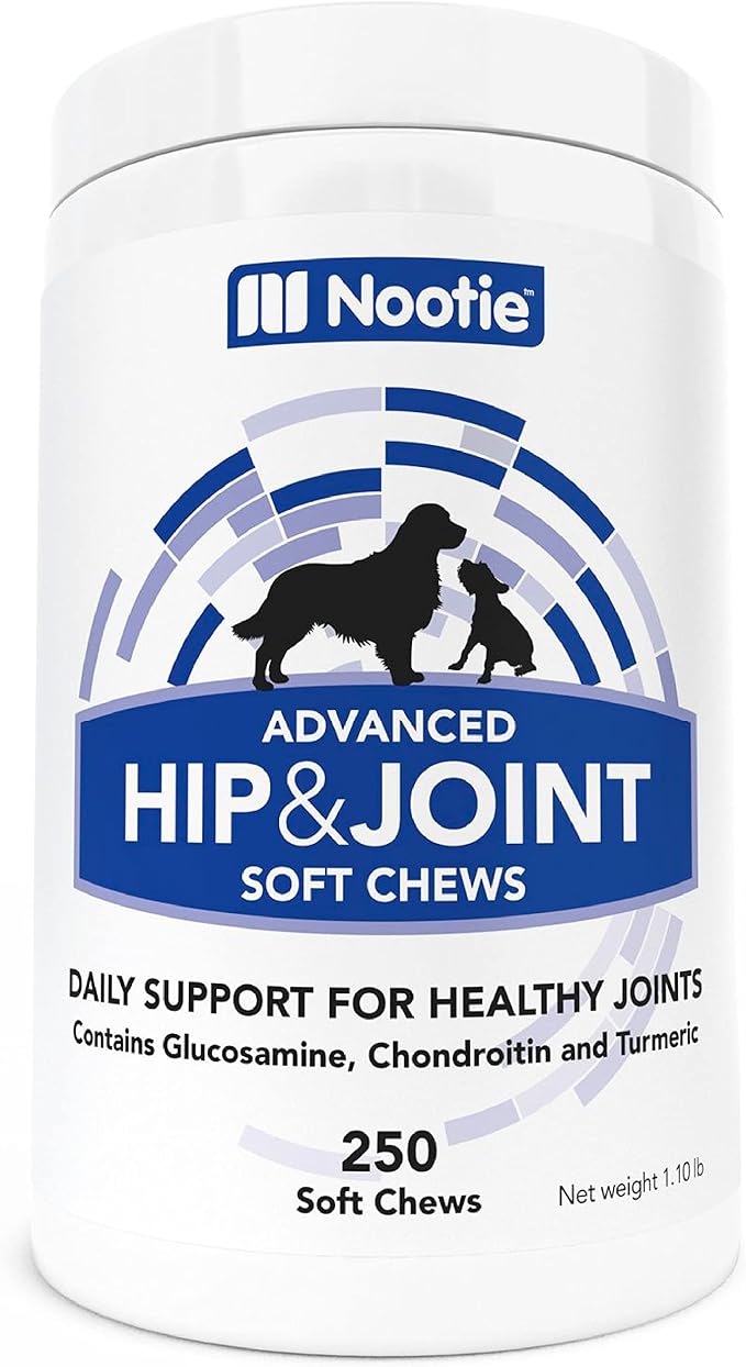 Nootie Glucosamine for Dogs - 250 ct - Hip and Joint Soft Chews Supplement for Dogs - Daily Dog MSM Chondroitin Chews with Turmeric - Joint Care Vitamins for All Breeds and Sizes USA Nootie