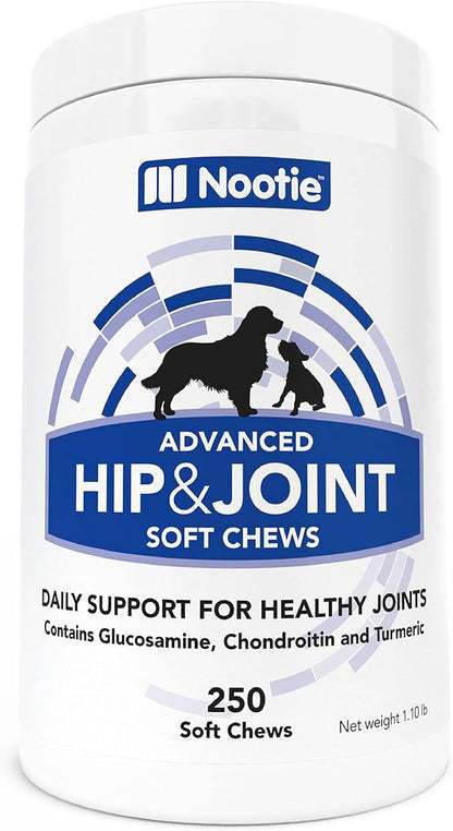 Nootie Glucosamine for Dogs - 250 ct - Hip and Joint Soft Chews Supplement for Dogs - Daily Dog MSM Chondroitin Chews with Turmeric - Joint Care Vitamins for All Breeds and Sizes USA Nootie