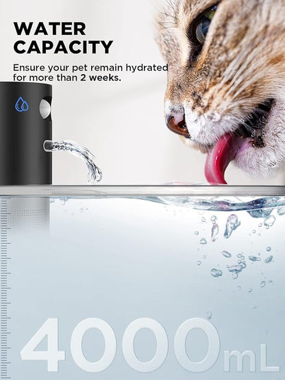 Cat Water Fountain Wireless, Battery Operated, 4L/135fl oz Stainless Steel Pet Water Fountain for Cats Dogs with Motion Sensor, Ultra Quiet Cat Drinking Fountain with 6 Filters (YPD-C004S) - PAWPICO