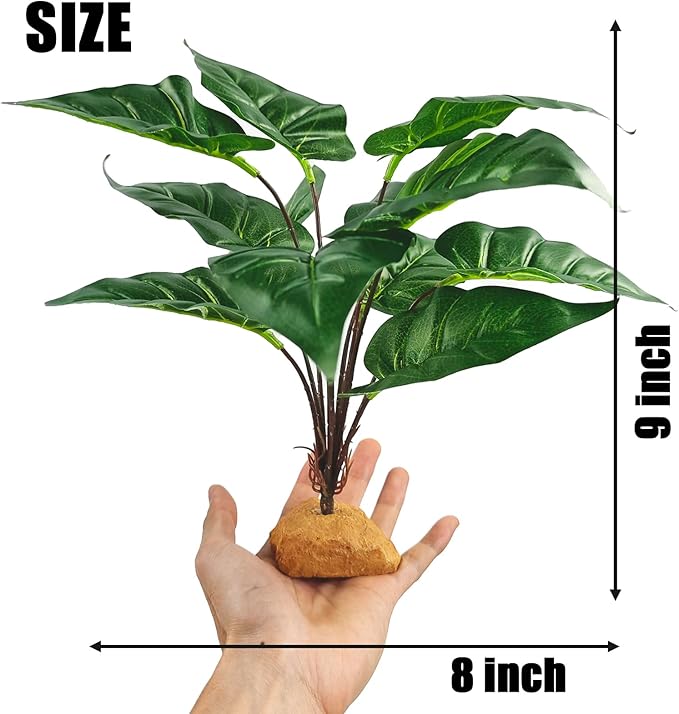 Woyrise Reptile Artificial Plants for Terrarium Decor, Amphibian Habitat Decorations Bearded Dragon Tank Accessories fit Crested Gecko Leopard Lizard Chameleon Ball Python Snake Frog - Fake Rohdea Woyrise